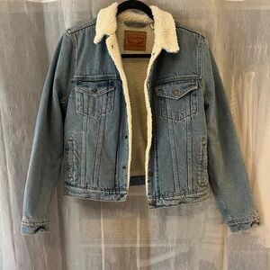 Levi's Blue Denim Sherpa Jacket